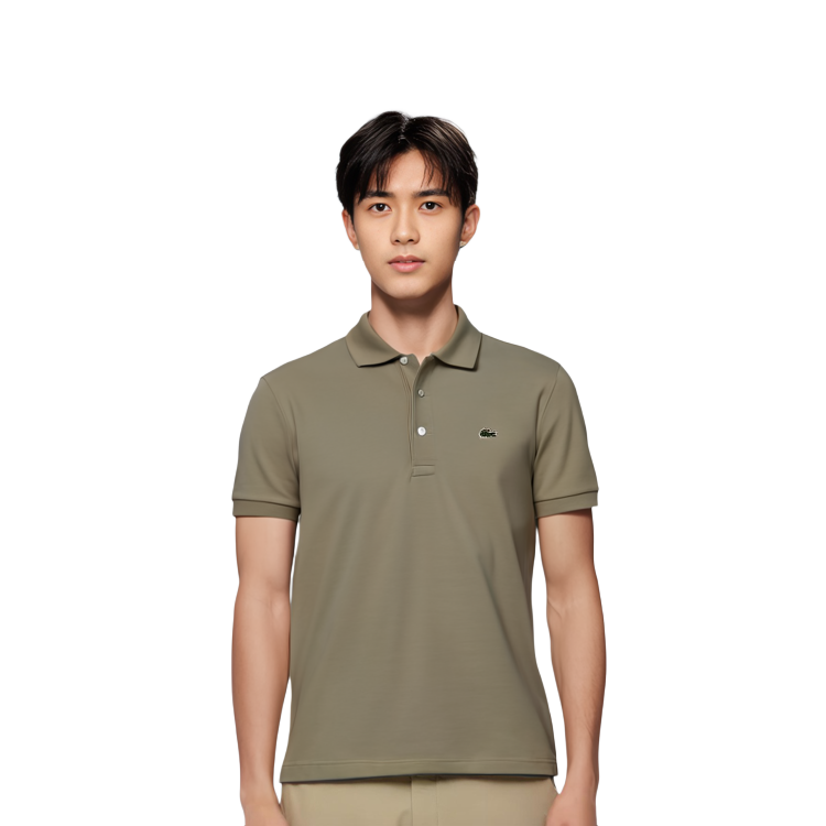 Shop LACOSTE  Slim Fit Short Sleeve Polo Shirt - Camel Color PH6348-CB8