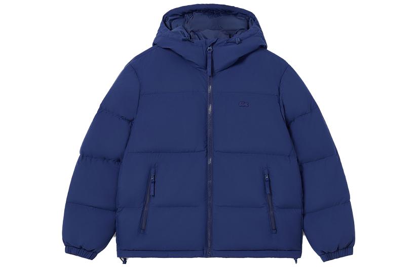LACOSTE  Solid Color Hooded Winter Jacket Navy Blue BH6245-F9F