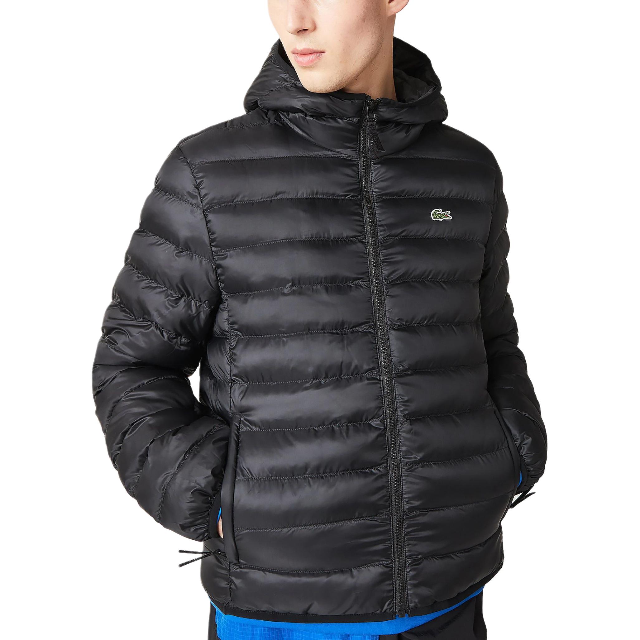 Shop LACOSTE  Solid Color Hoodie with Animal Logo and Zipper Jacket BH0539-031