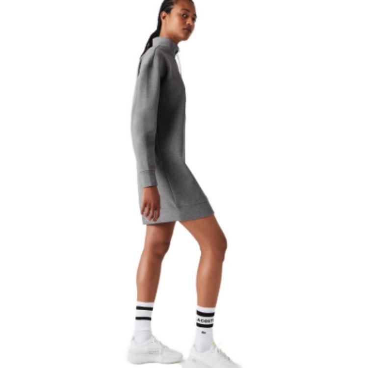 Sizing LACOSTE  Solid Half-Zip High Collar Long-Sleeve Casual Sweatshirt Dress EF2581-132018
