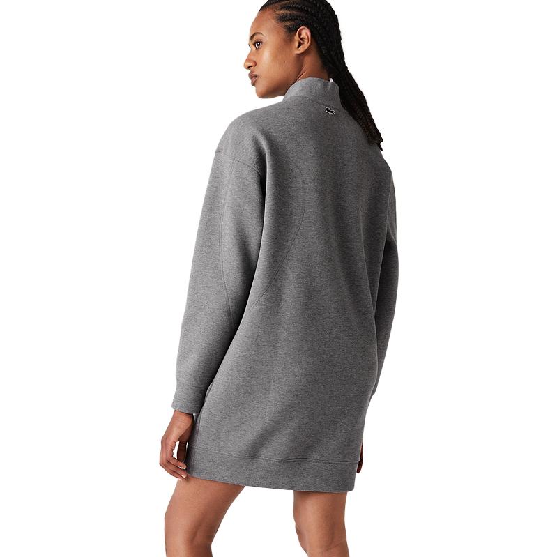 Cheap LACOSTE  Solid Half-Zip High Collar Long-Sleeve Casual Sweatshirt Dress EF2581-132018