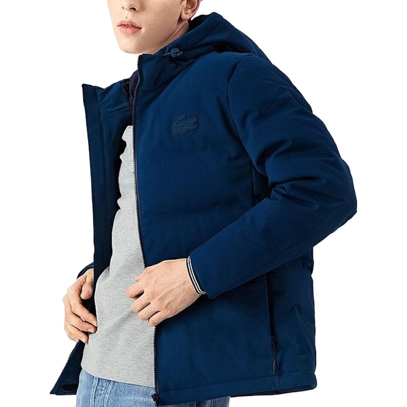 LACOSTE  Solid Navy Blue Hooded Puffer Jacket BH5181-HBM 圖 5