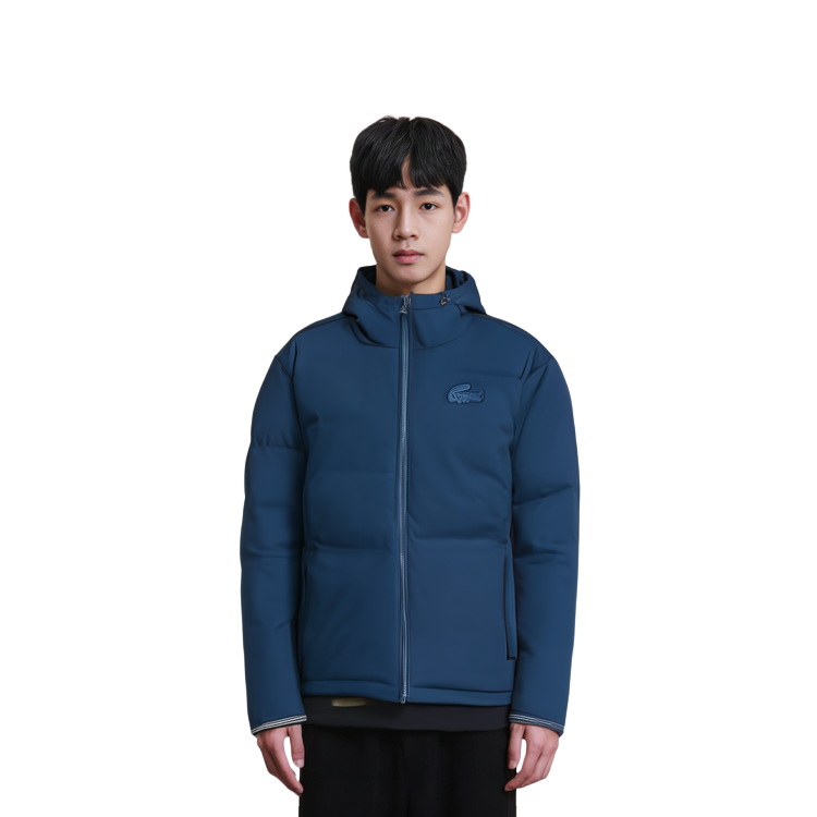 LACOSTE  Solid Navy Blue Hooded Puffer Jacket BH5181-HBM 圖 7