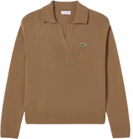 Order LACOSTE 素色V領羊絨毛衣 卡其色 AF0403-SIX