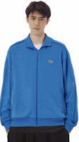 Shop LACOSTE Solid Zip-Up Sweatshirt in Chaalis Blue SH1457-159605