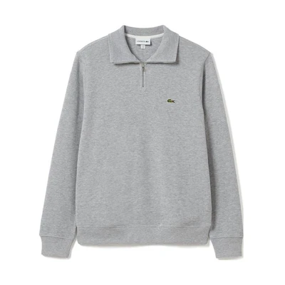 LACOSTE Solid Zip-Up Sweatshirt Silver Gray. SH1927-CCA