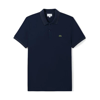 LACOSTE SS22 Navy Blue Short Sleeve Polo Shirt with Logo Embroidery. PH5961-166