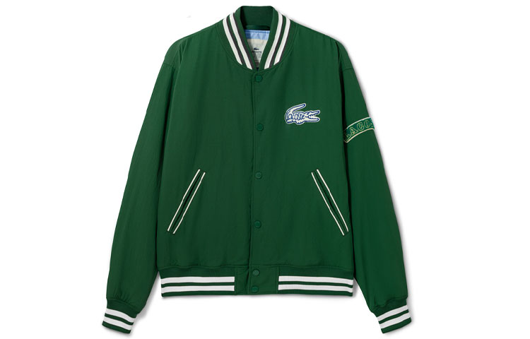 LACOSTE  SS22 Solid Logo Patch Long-Sleeve Baseball Jacket BH2798-PQK