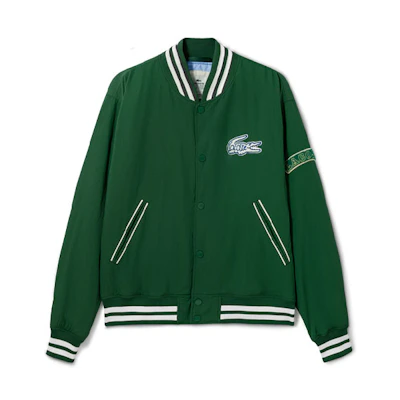 LACOSTE SS22 Solid Logo Patch Long-Sleeve Baseball Jacket BH2798-PQK