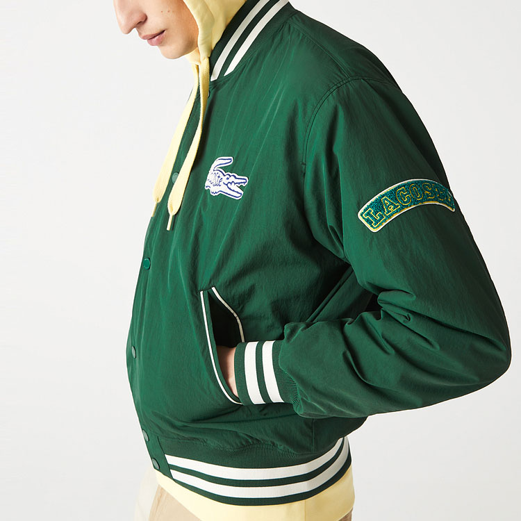 LACOSTE  SS22 Solid Logo Patch Long-Sleeve Baseball Jacket BH2798-PQK 圖 4