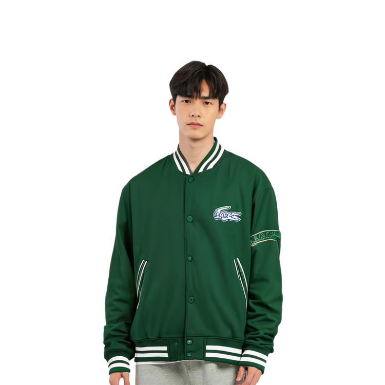 LACOSTE  SS22 Solid Logo Patch Long-Sleeve Baseball Jacket BH2798-PQK 圖 6