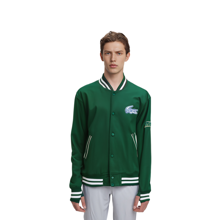 LACOSTE  SS22 Solid Logo Patch Long-Sleeve Baseball Jacket BH2798-PQK 圖 7