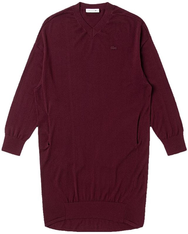 lacoste-v-neck-slim-fit-knit-long-sleeve-dress-burgundy-red-ef-0718-sxl