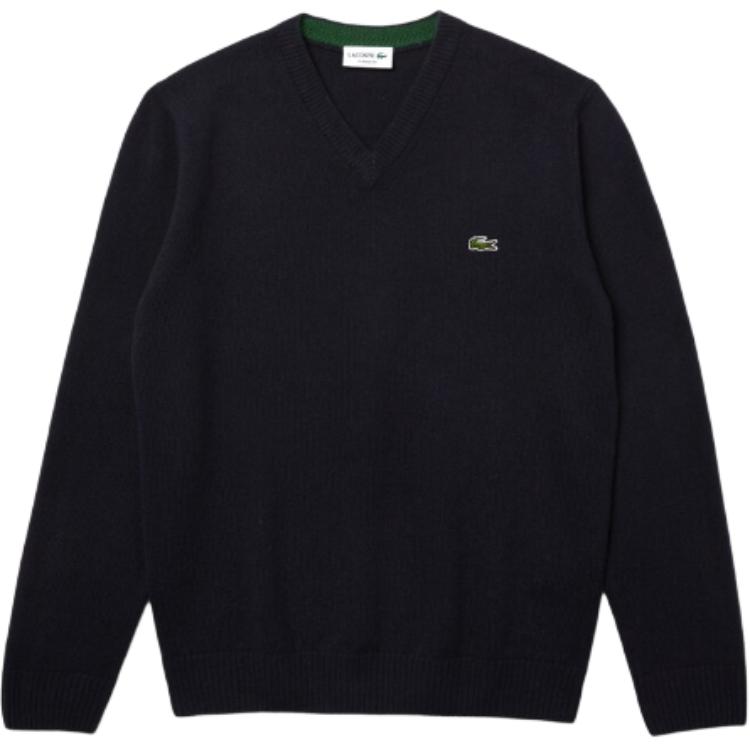 Order LACOSTE V领纯色舒适毛衣 深蓝色 AH1952-166