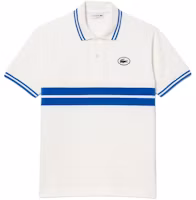 LACOSTE White/Blue Striped Casual Short-Sleeve Pullover Polo Shirt PH7447-IUP LACOSTE White/Blue Striped Casual Short-Sleeve Pullover Polo Shirt PH7447-IUP