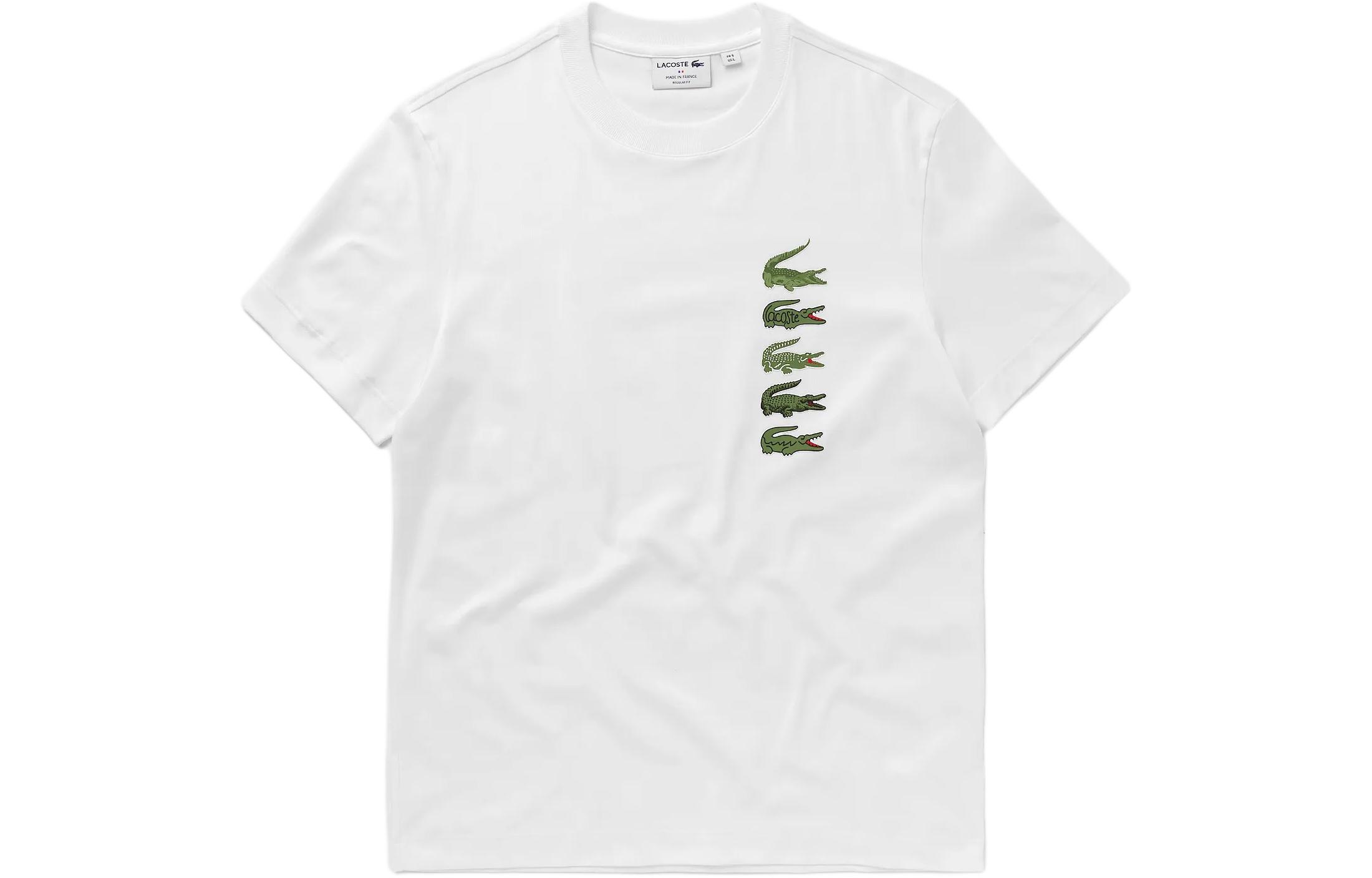 LACOSTE  White Crocodile Logo Graphic Print Crewneck T-Shirt TH3563-001