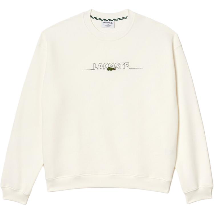 LACOSTE  White Logo Embroidered Loose Fit Long Sleeve Sweatshirt. SH3878-70V