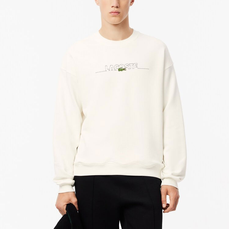 Lookbook LACOSTE Sudadera Blanca Ajustada Logo Bordado Manga Larga. SH3878-70V