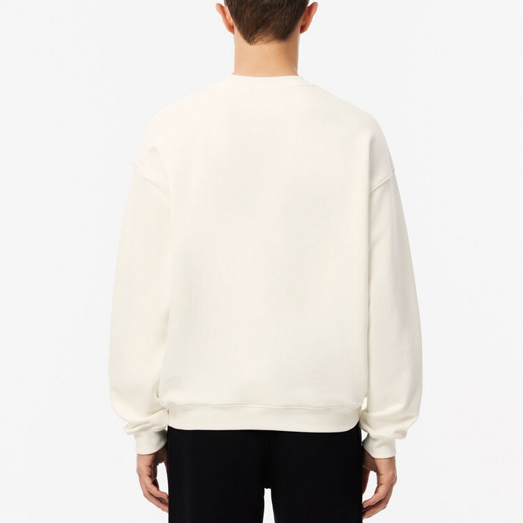 Shop LACOSTE Sudadera Blanca Ajustada Logo Bordado Manga Larga. SH3878-70V