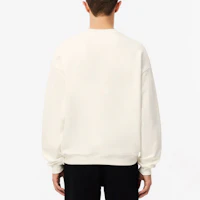 Shop LACOSTE White Logo Embroidered Loose Fit Long Sleeve Sweatshirt. SH3878-70V