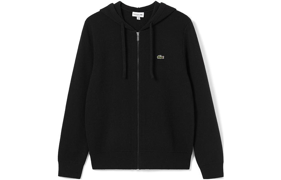 LACOSTE  Zip-Up Hoodie Cardigan with Logo and Drawstring. AH3706