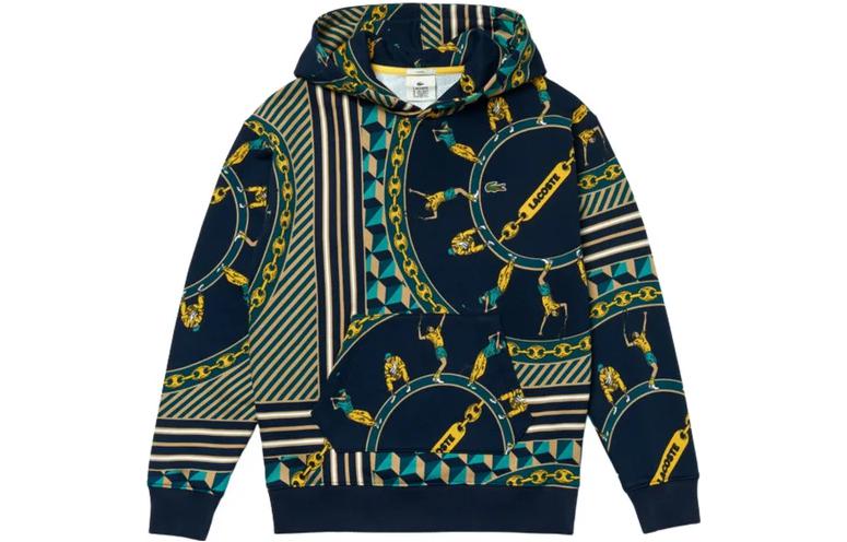 LACOSTE All-Over Print Blue Hoodie Unisex Casual Sweatshirt SH4388-51Q-RN