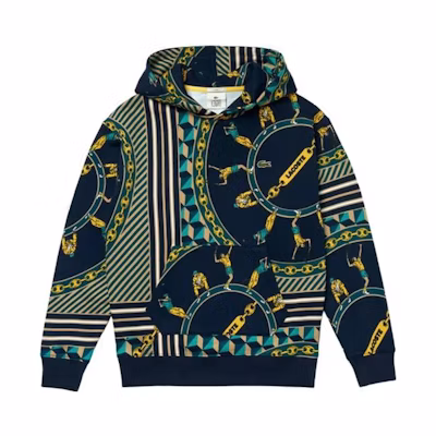 LACOSTE All-Over Print Blue Hoodie Unisex Casual Sweatshirt SH4388-51Q-RN