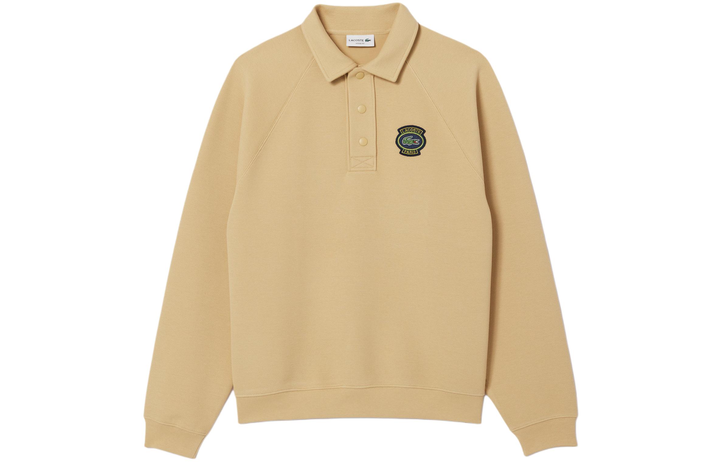LACOSTE Beige Raglan Pullover Sweatshirt with Badge Design SH7881-IXQ