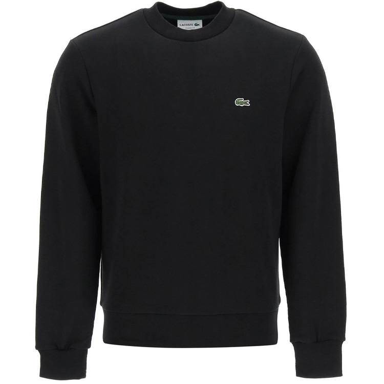 LACOSTE Black Crewneck Long Sleeve Sweatshirt with Logo Patch SH960831