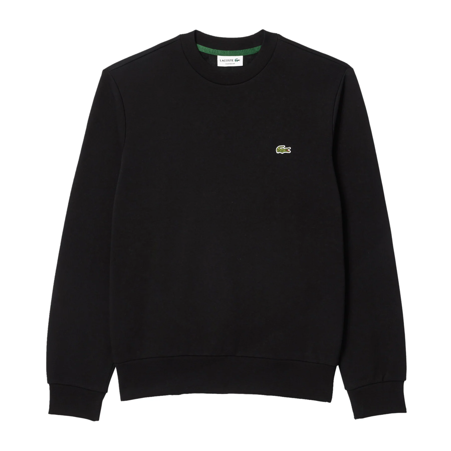 LACOSTE Black Crewneck Sweatshirt with Embroidered Crocodile Logo SH9608031