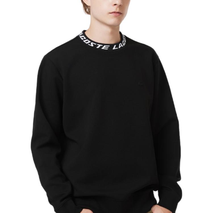 Purchase Lacoste Black Crewneck Sweatshirt with Letter Logo Long Sleeves SH5690-031