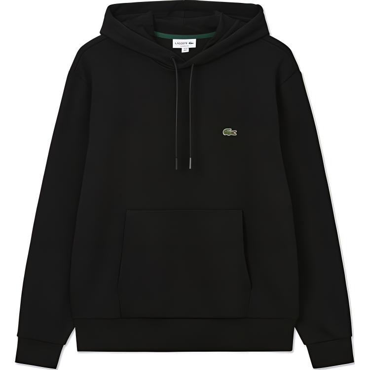 Lacoste Black Hoodie with Animal Logo and Solid Color Design SH1643-031