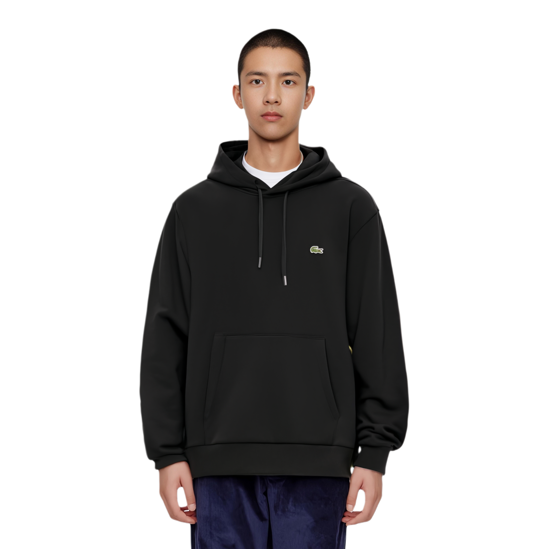 Lacoste Black Hoodie with Animal Logo and Solid Color Design SH1643-031 圖 4