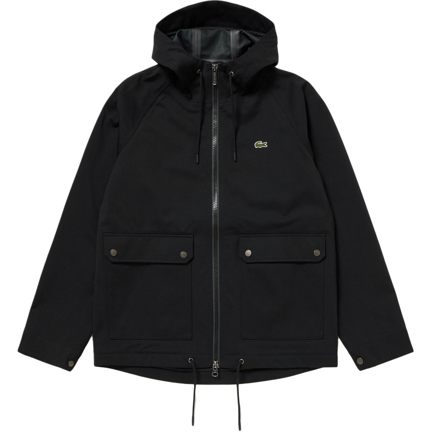 LACOSTE Black Hoodie Zip-Up Jacket with Logo Embroidery BH012J-031