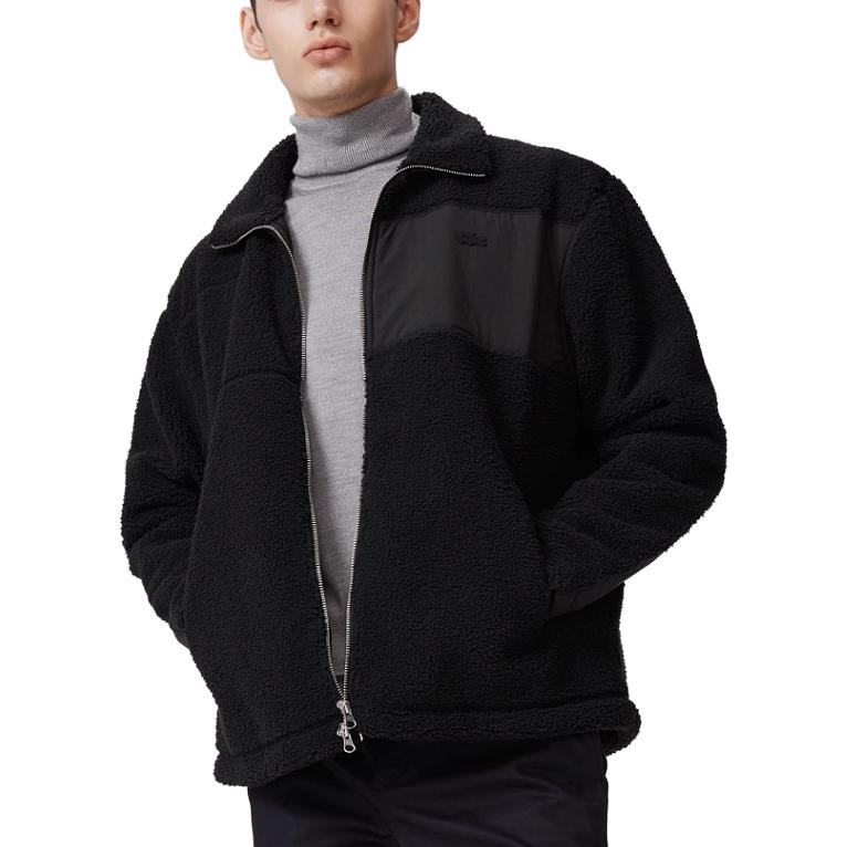 Shop Lacoste Black Logo Casual Loose-Fit Long-Sleeve Jacket SH6804-031