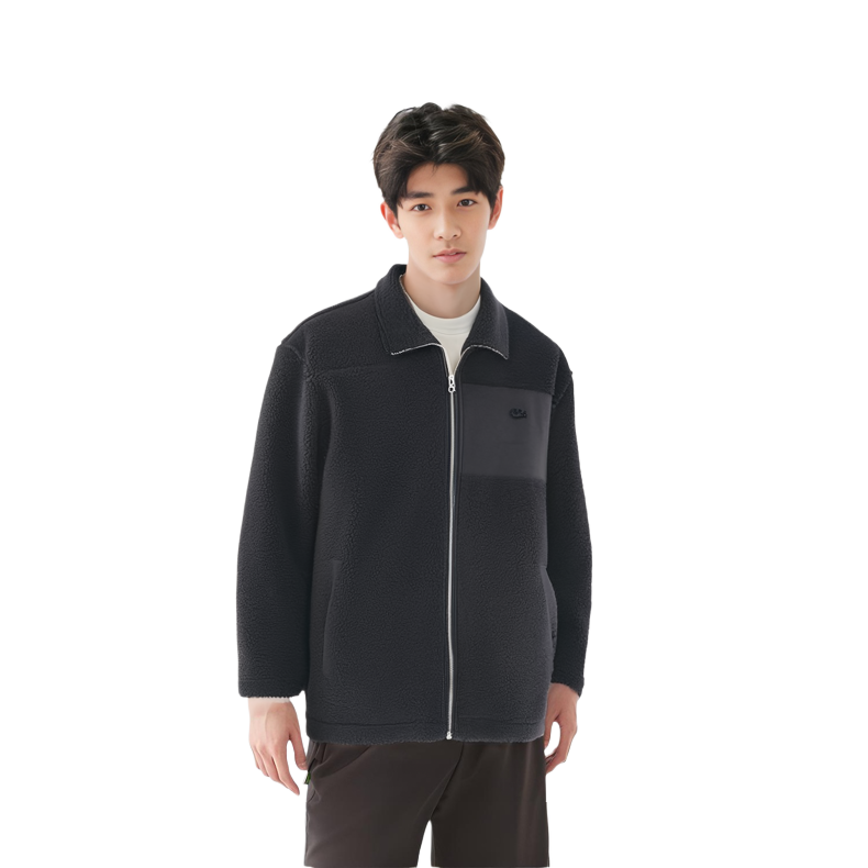 Sizing Lacoste Black Logo Casual Loose-Fit Long-Sleeve Jacket SH6804-031