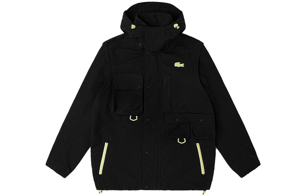 Order Lacoste Black Solid Color Hooded Jacket BH9501-031