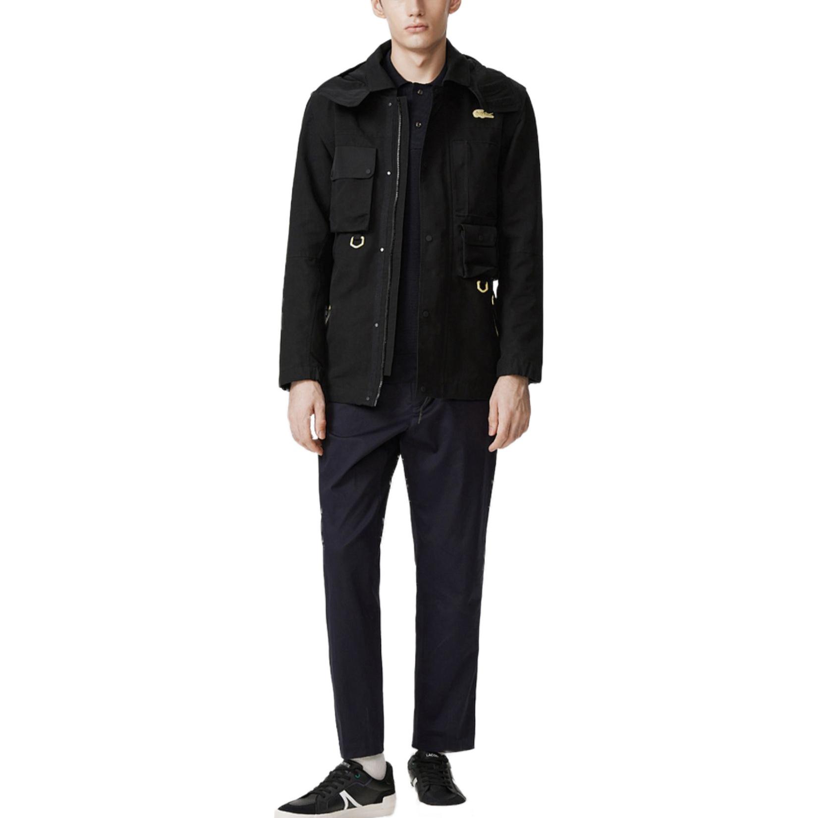 Shop Lacoste Black Solid Color Hooded Jacket BH9501-031