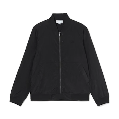 Lacoste Black Solid Color Zip-Up Jacket with Stand Collar BH0977-031