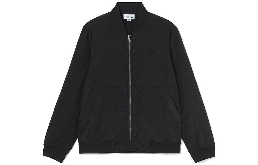 Order Chaqueta Negra Lacoste Lisa con Cremallera y Cuello Alto. BH0977-031