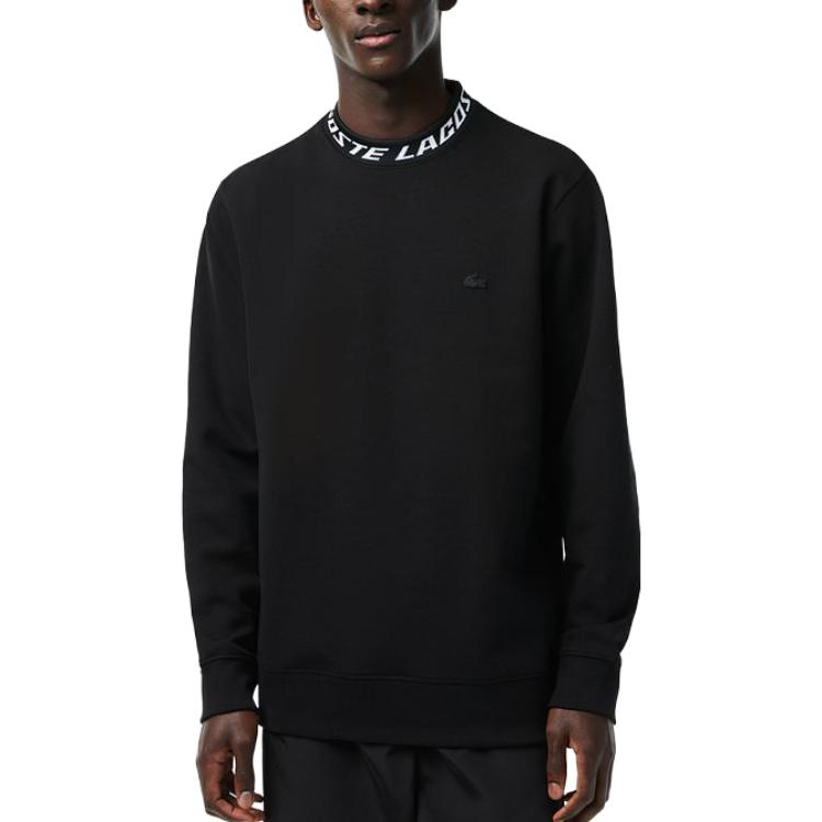 Shop Lacoste Black SS23 Solid Color Crewneck Long-Sleeve Sweatshirt SH5690