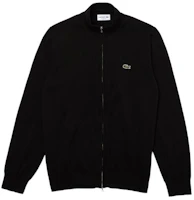 Lacoste Black Stand-Up Collar Organic Cotton Zipper Sweater Jacket AH1957031 Lacoste Black Stand-Up Collar Organic Cotton Zipper Sweater Jacket AH1957031
