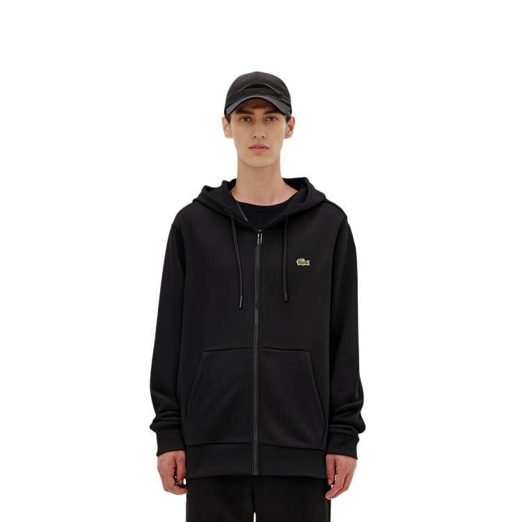 Lacoste Black Zip-Up Hoodie Casual Versatile Basic Style SH2566-CB8-031 圖 6