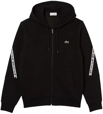 Lacoste Hoodie Hitam Berzip dengan Cetakan Logo dan Perincian Tali. SH9885-031 Order Lacoste Hoodie Hitam Berzip dengan Cetakan Logo dan Perincian Tali. SH9885-031