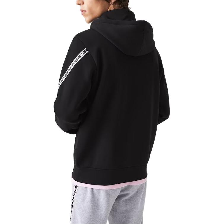 Shop Lacoste Hoodie Hitam Berzip dengan Cetakan Logo dan Perincian Tali. SH9885-031