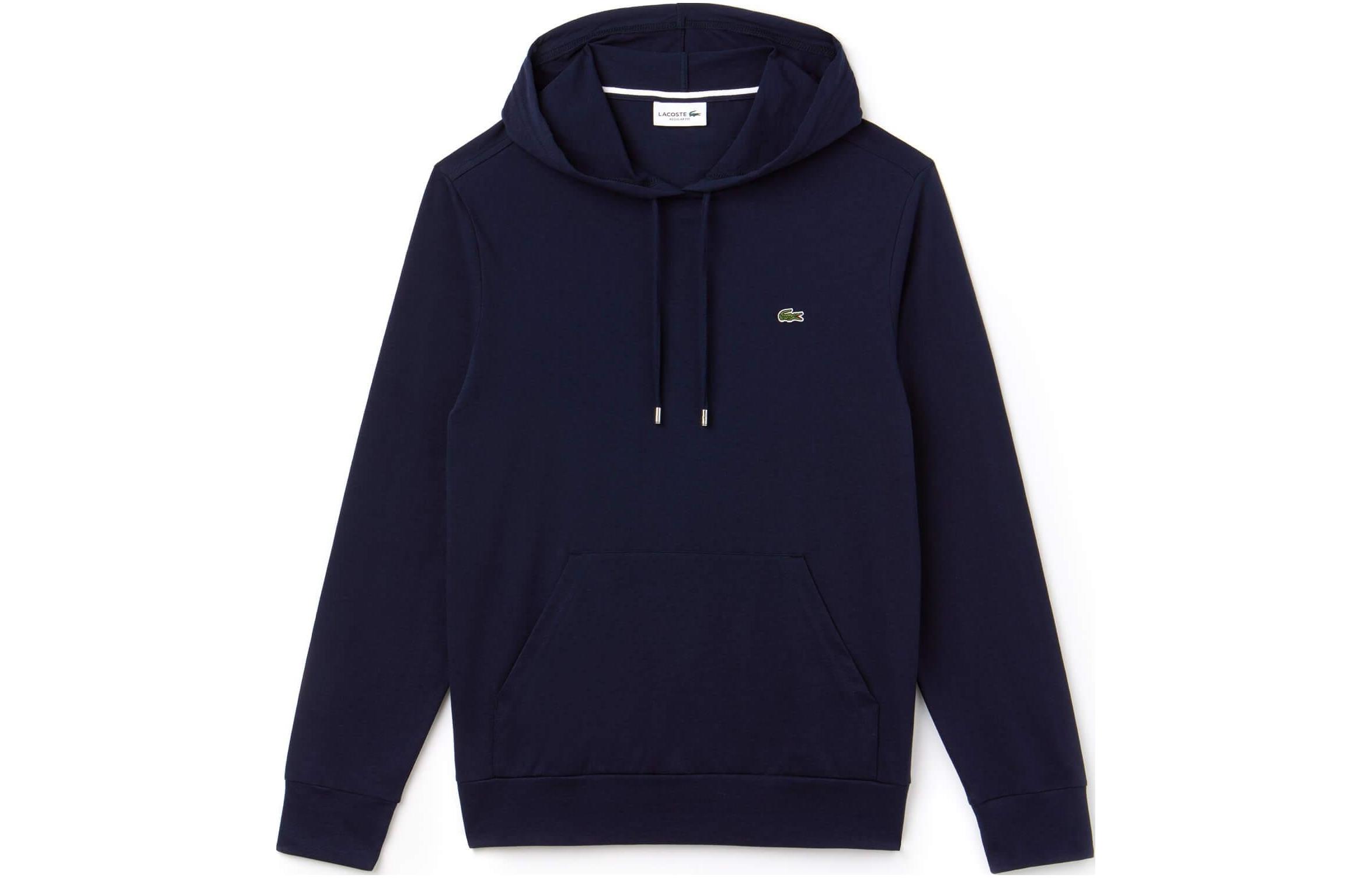 LACOSTE Blue Hooded Cotton T-Shirt Logo Animal Print Long-Sleeve Hoodie TH9349-166