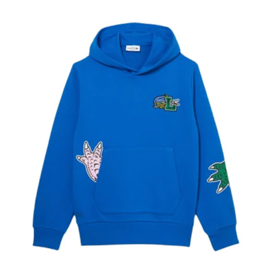 LACOSTE Blue Hoodie with Graphic Print and Long Sleeves SH1467L-K1Q