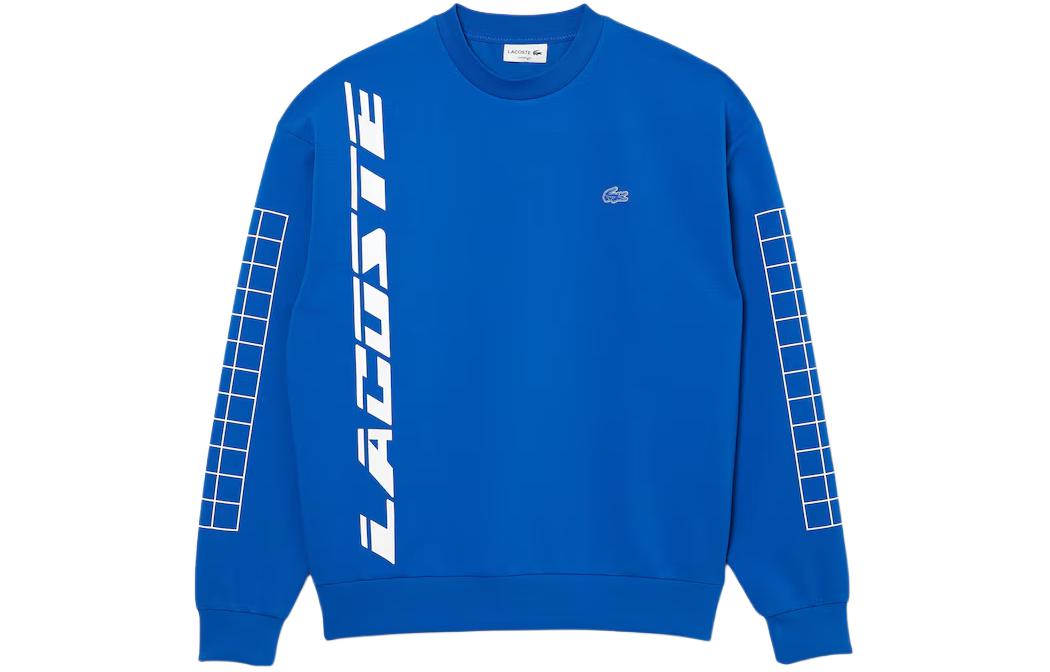 LACOSTE Blue Printed Crewneck Loose-Fit Long-Sleeve Sweatshirt SH0068-K1Q