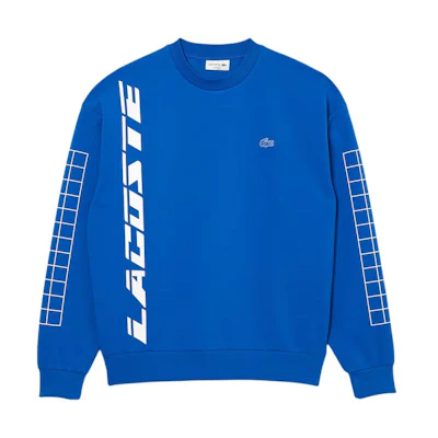 LACOSTE Blue Printed Crewneck Loose-Fit Long-Sleeve Sweatshirt SH0068-K1Q