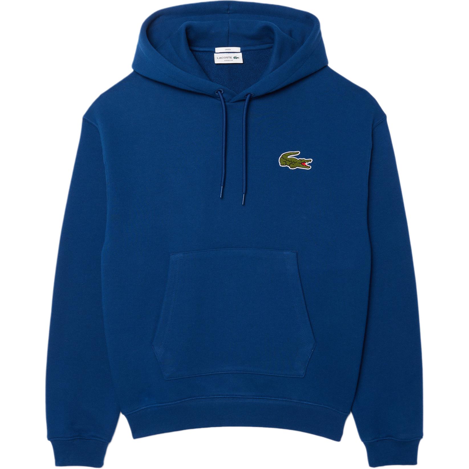 Lacoste Blue Unisex Hoodie with Embroidered Logo - Comfortable & Loose Fit SH2754-HBM